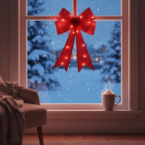 KOKARDA DEKORACYJNA 60CM CZERWONA 25 LED