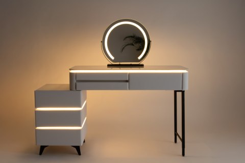 Toaletka kosmetyczna LED Marmurek/ Komplet mebli blat 100 cm Ana - kolor biały