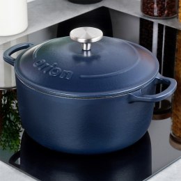 Garnek z pokrywką żeliwny emaliowany ciężki indukcja LITINA 22 cm 3.3L ORION 113347