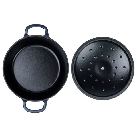 Garnek z pokrywką żeliwny emaliowany ciężki indukcja LITINA 22 cm 3.3L ORION 113347