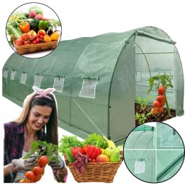 Tunel Ogrodowy Foliowy Szklarnia Na Warzywa Okna Zielony UV 6x3x2M 18M²