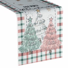 Bieżnik świąteczny 06 33x183 cm krata z choinką