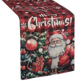 Bieżnik świąteczny 07 33x183 cm krata z Mikołajem