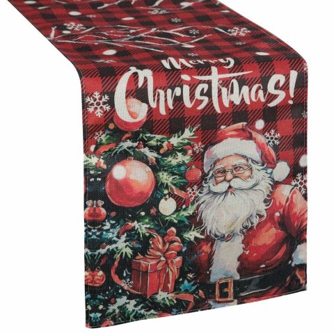 Bieżnik świąteczny 07 33x183 cm krata z Mikołajem