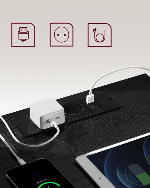 Czarne stoliki nocne z funkcją ładowania 2 szt.