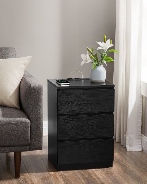 Czarne stoliki nocne z funkcją ładowania 2 szt.