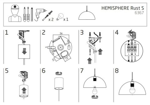 Lampa Wisząca HEMISPHERE Brązowy 1xE27 33cm