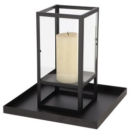 Lampion stołowy z czarnego metalu h27,5 cm