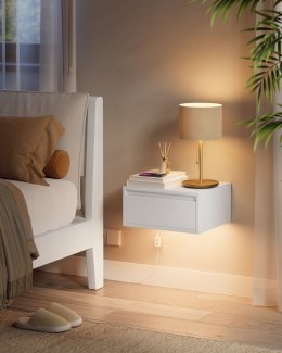 Wisząca szafka nocna z lampką biała