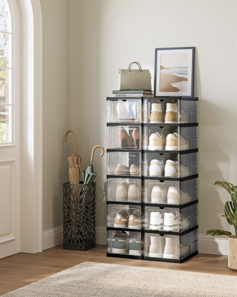 Zestaw 12 pojemników na buty czarne