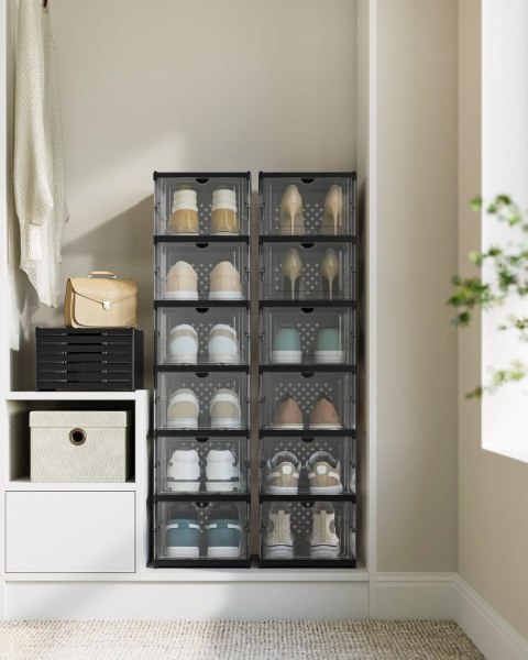 Zestaw 12 pojemników na buty czarne