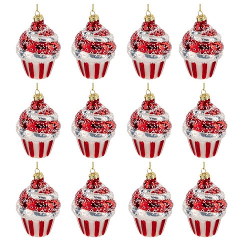 Bombki choinkowe babeczka 12szt szklane