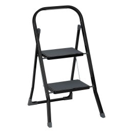 Drabinka 2-stopniowa metalowa czarna z poręczą