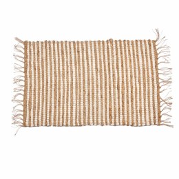 Jutowy dywanik 60x90 cm z frędzlami biały beż