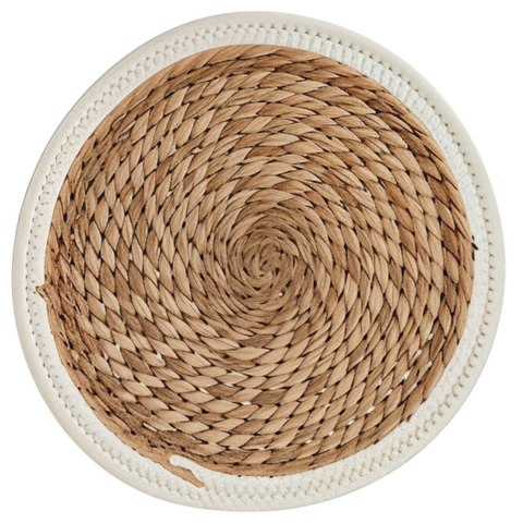 Podkładka na stół 30 cm beżowa z białą obwódką