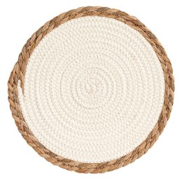 Podkładka na stół 30 cm biała z beżową obwódką