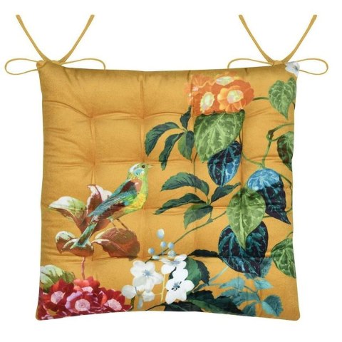 Poduszka na krzesło EMMY 38x38 cm musztardowa rośliny