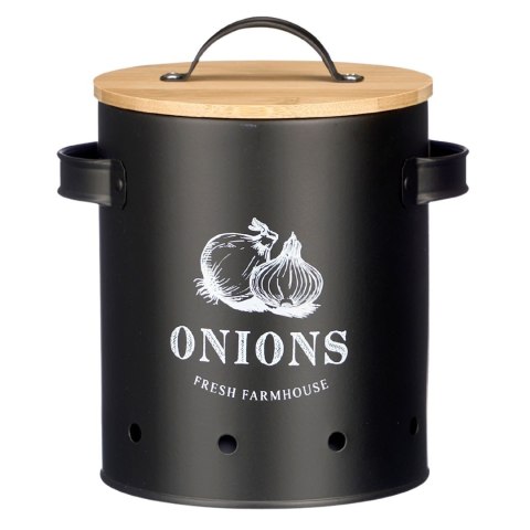 Pojemnik na cebulę czarny bambusowa pokrywka