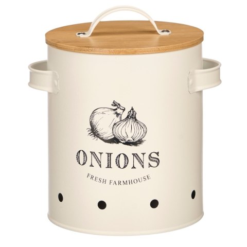 Pojemnik na cebulę kremowy bambusowa pokrywka