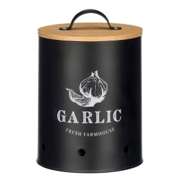 Pojemnik na czosnek czarny bambusowa pokrywka