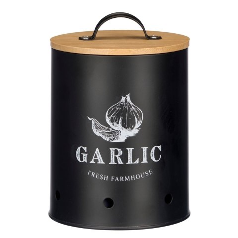 Pojemnik na czosnek czarny bambusowa pokrywka