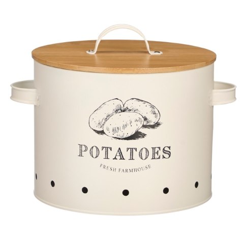 Pojemnik na ziemniaki kremowy bambusowa pokrywka