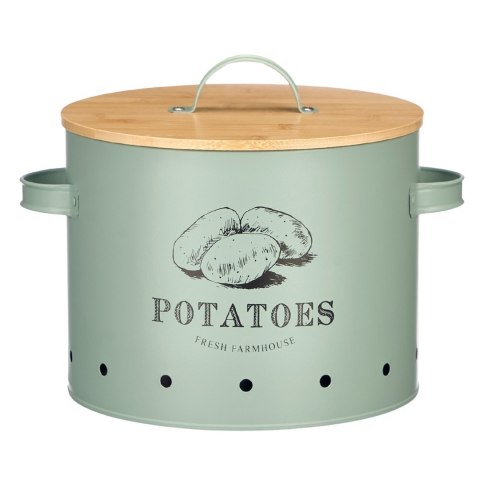 Pojemnik na ziemniaki miętowy bambusowa pokrywka