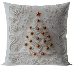 Poszewka CHOINKA Z EFEKTEM 3D 40x40 cm biała