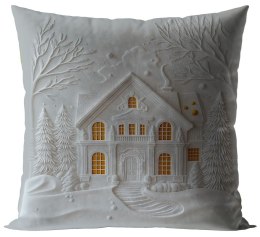 Poszewka DOMEK Z EFEKTEM 3D 40x40 cm biała