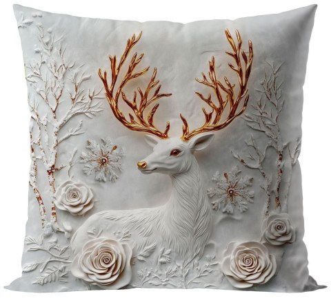 Poszewka JELONEK Z EFEKTEM 3D 40x40 cm biała