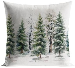 Poszewka LAS ZIMĄ 40x40 cm biało zielona