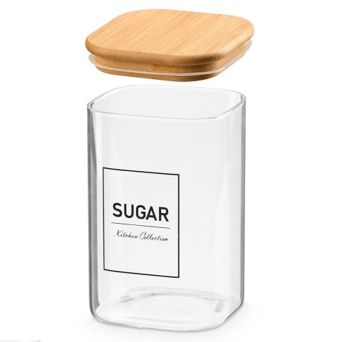Szklany pojemnik na cukier z bambusową pokrywką 1.2l