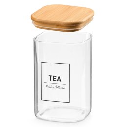 Szklany pojemnik na herbatę z bambusową pokrywką 1.2l