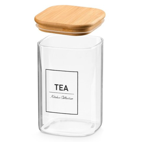 Szklany pojemnik na herbatę z bambusową pokrywką 1.2l