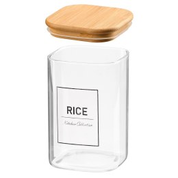 Szklany pojemnik na ryż z bambusową pokrywką 1.2l