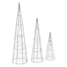 Zestaw 3 choinek stożek LED