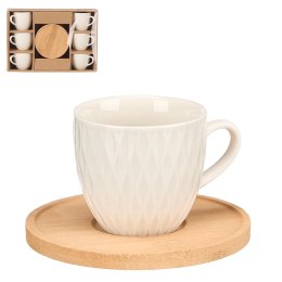 Zestaw 6 kubków z bambusową podstawką