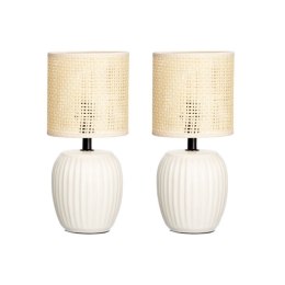 Zestaw dwóch lamp z beżowym abażurem