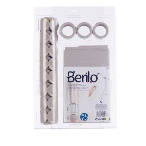 Zestaw łazienkowy z zasłoną prysznicową i dywanikiem beżowy