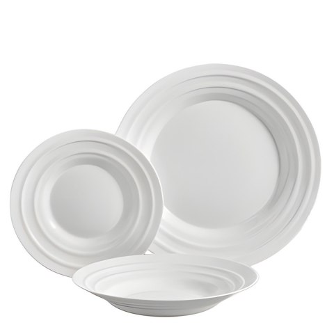Zestaw talerzy WAVES 18 el. białe okrągłe
