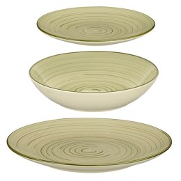 Zestaw talerzy obiadowych 12 el. SPIRAL oliwkowe