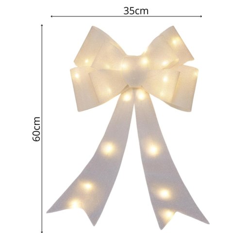 KOKARDA DEKORACYJNA 60CM SREBRNA 25 LED