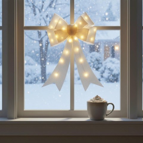 KOKARDA DEKORACYJNA 60CM SREBRNA 25 LED