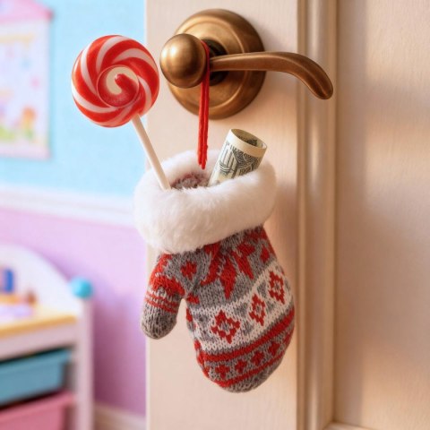 ZAWIESZKA RĘKAWICZKA NA PREZENTY 12CM SZARA