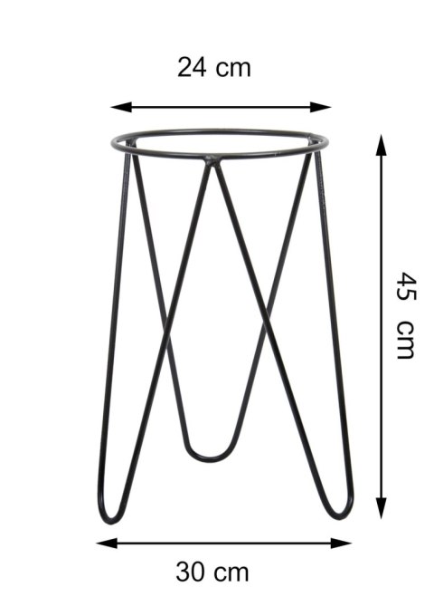 Czarny nowoczesny kwietnik Loft 50cm Wykonany z metalu, loftowy stojący stojak na doniczki w kolorze czarnym