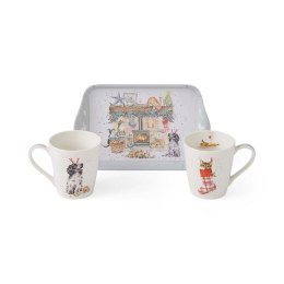 Idą Święta Kubki Porcelanowe & Tacka 3 szt.