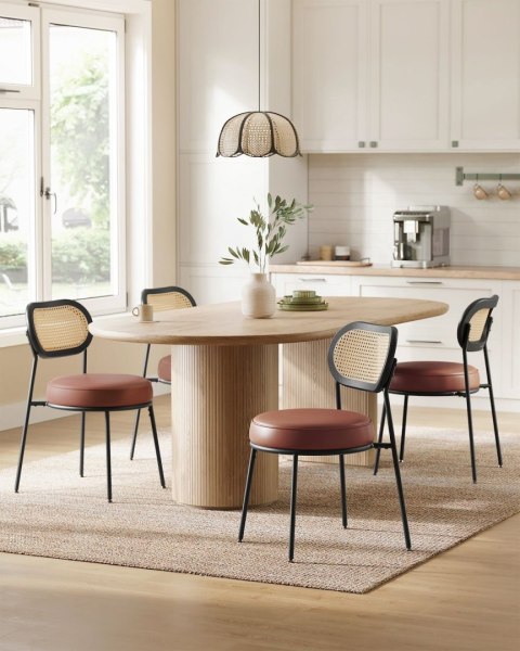 Krzesła do jadalni brąz z rattanowym oparciem 2 szt