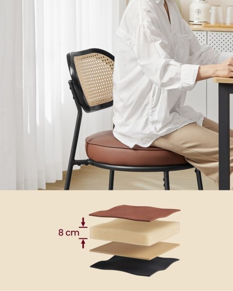 Krzesła do jadalni brąz z rattanowym oparciem 2 szt