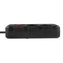 Listwa zasilająca MCE392 B, 4 gniazda 3xUSB, 110-240V AC 50/60Hz, 2.1A max 2500W, 1,5m czarna