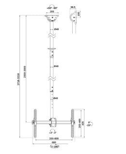 Uchwyt sufitowy TV/LCD CL35-440BL16XL 37-70 cali 50kg